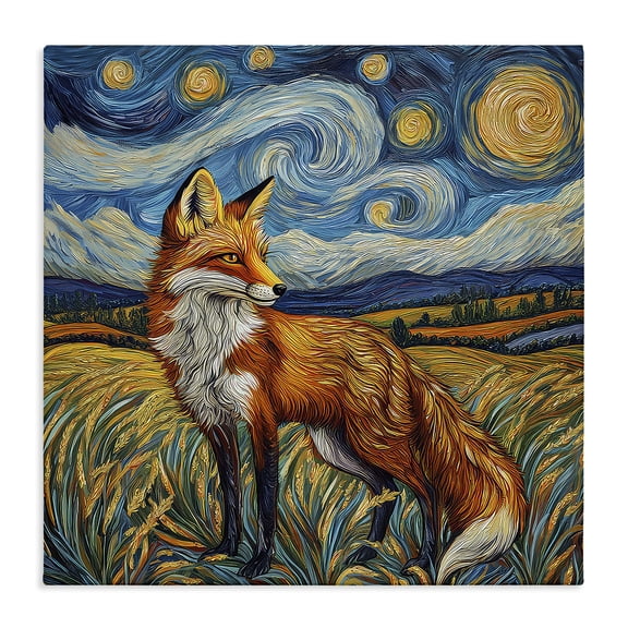 Stupell Industries Bohemian Swirling Impressionist Fox Canvas Art, 17 x 17, by The Wands Want