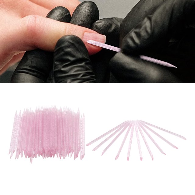 100 Pcs Poussoir à Cuticules Jetables Bâtons de Manucure Pédicure Bâtons à Ongles Double Extrémité Bâton de Nettoyage pour Cuticules Bâton de Perceuse pour Ongles