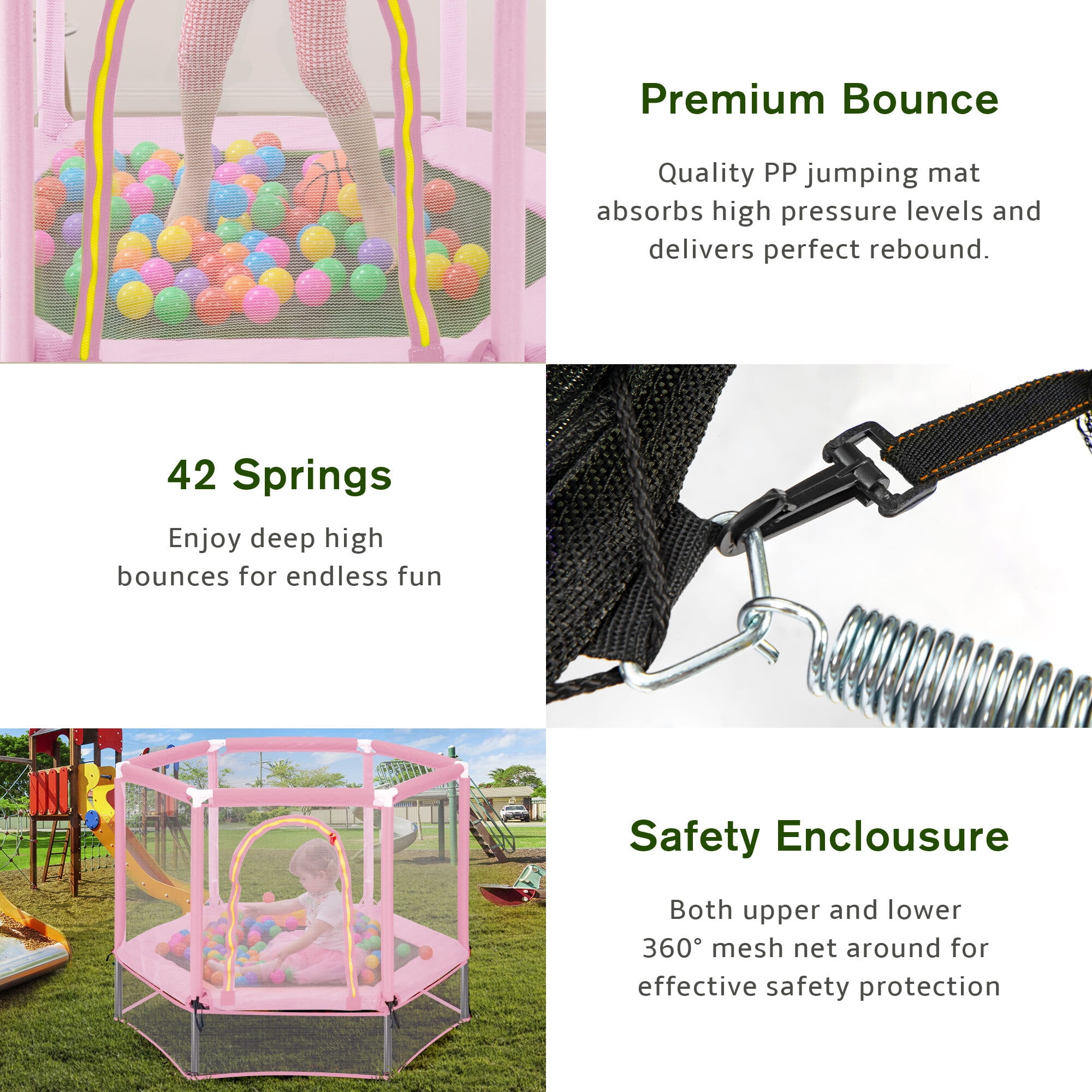 EUROCO 55" Mini Trampoline with Safety Enclosure Net, 4.5FT Indoor & Outdoor Toddler Trampoline with No-Gap Design, Small Trampoline for Kids Easy to Assemble