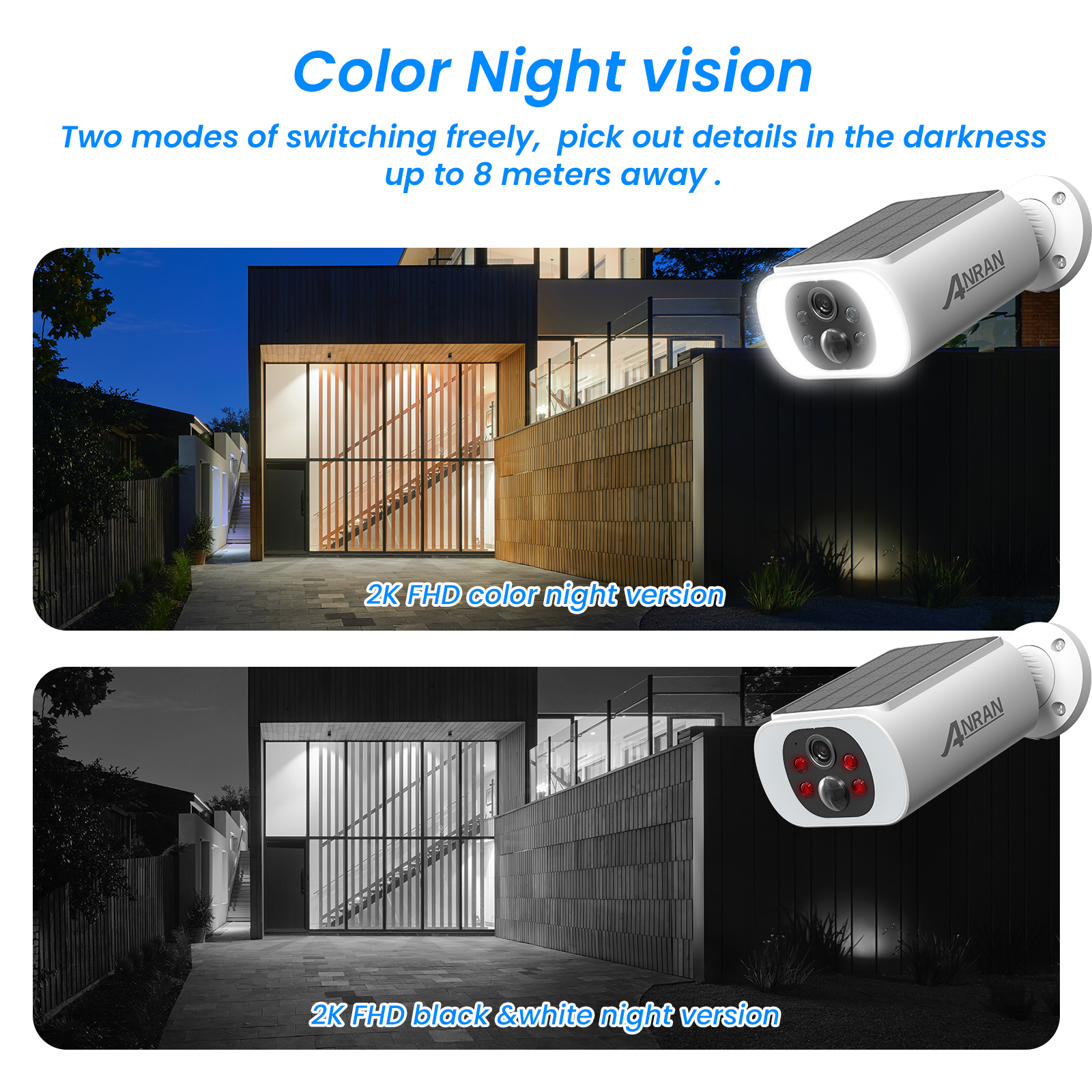 ANRAN Solar Security Camera, 2K WiFi Outdoor Floodlight photo 4