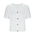 thumbnail image 6 of Taqqpue Womens Short Sleeve Tops Casual Solid Color V Neck Button Down T Shirts Summer Flowy Loose Fit Blouse Tops, 6 of 7