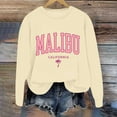 thumbnail image 4 of Womens Sweatshirts Malibu Letter Print Fall Crewneck Sweatshirt Relaxed Fit Basic Top Essential Casual Outfit Hoodies for Women Light Yellow M, 4 of 6