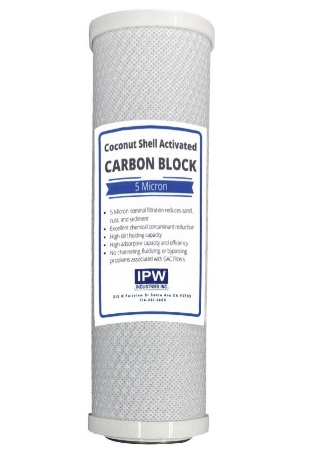 IPW Industries Inc - 4-Pack 10-Inch 5-Micron for Multi-Cartridge Whole House Water Filter with Solid Block Activated Carbon