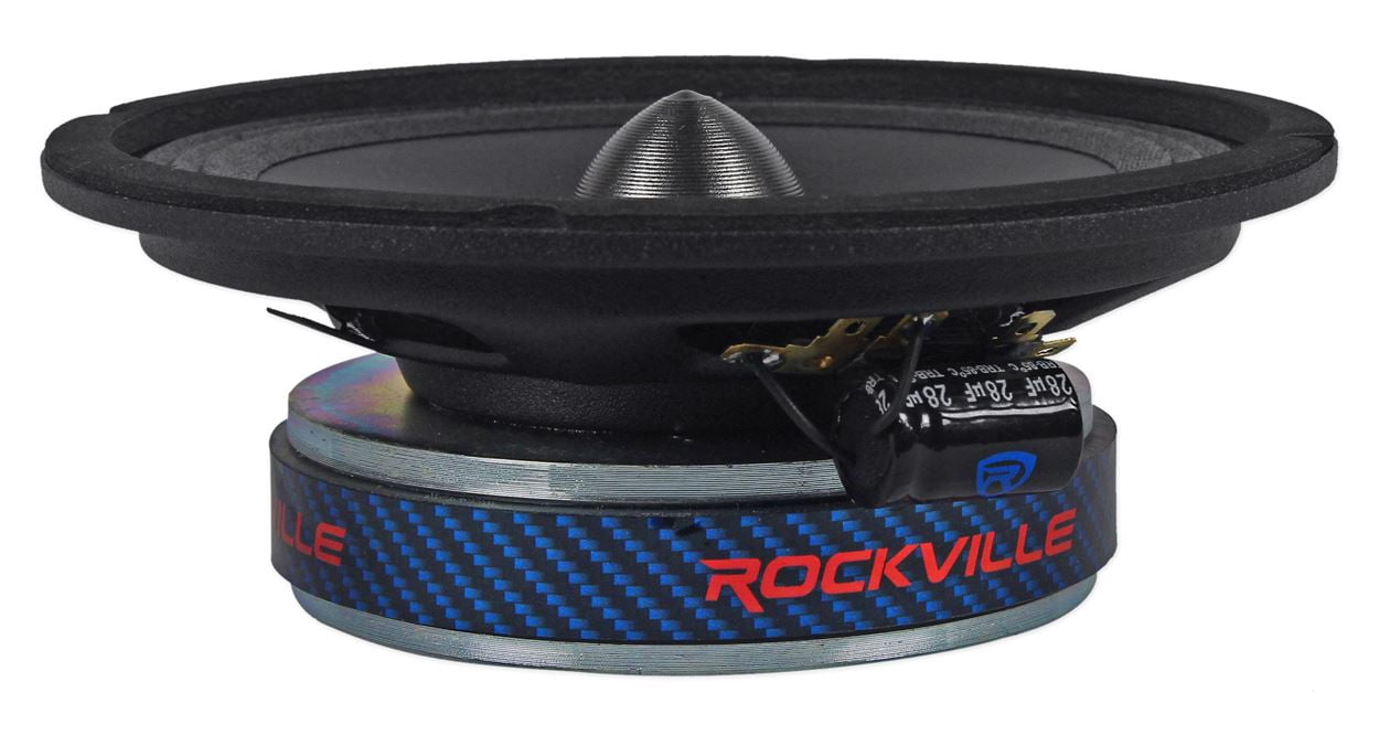 Rockville RXM68 150-Watt Peak 75-Watt RMS 6.5 in 8 Ohm Mid-Bass Driver Car Speaker, Kevlar Reinforced Pulp Cone, Slim Mount Depth, for Door Audio Installations, 4-Piece