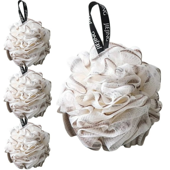 Bxaolu Loofah Sponge 50g/Piece, Exfoliating Bath Sponge Body Scrubber - Mesh Shower Loofa Set of 4 Bathroom Essentials Tools -Coffee