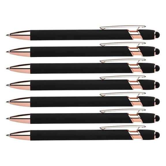 Rose Rubberized Soft Touch | Rose Colors | Ballpoint Pen with Tip a stylish, premium metal pen, black , medium point (Black, 7 Pack)