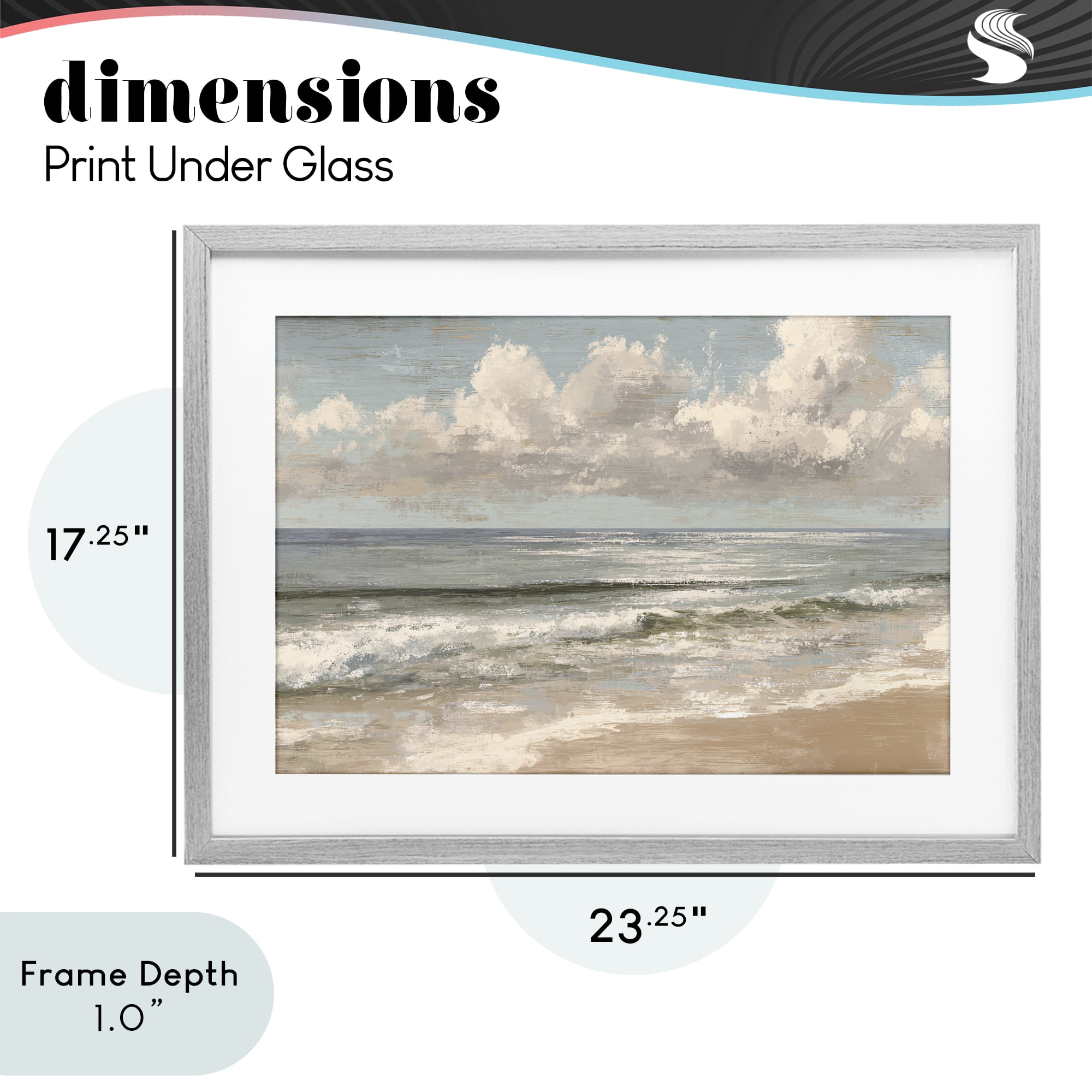 Stupell Industries Distressed Beach Horizon Gray Framed Print Under Glass, design by Jacky Ngan