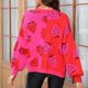 thumbnail image 5 of Suéter de cuello redondo para mujer, informal, con estampado de cuello redondo, de moda, de manga larga, tops acrílicos para mujer, 5 of 9