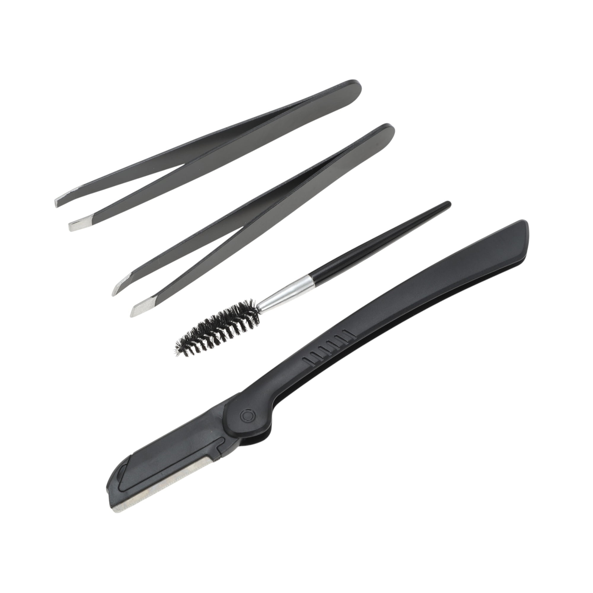 Unique Bargains Durable Potable Eyebrow Tweezer Kit for Bathroom Travel Black 1 Set