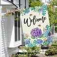 thumbnail image 3 of Summer Spring Hydrangea House Flag Double Sided 28x40 Inch, Purple Blue Flower Floral Welcome Garden Flag Burlap Vertical Seasonal Farmhouse Yard Outdoor Decoration (Large), 3 of 5