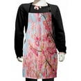 thumbnail image 1 of Floral Kids Apron, Japanese Sakura Cherry Blossom Branches Full of Spring Beauty Picture, Boys Girls Apron Bib with Adjustable Ties for Cooking Baking Painting, Pale Pink Baby Blue, by Ambesonne, 1 of 2