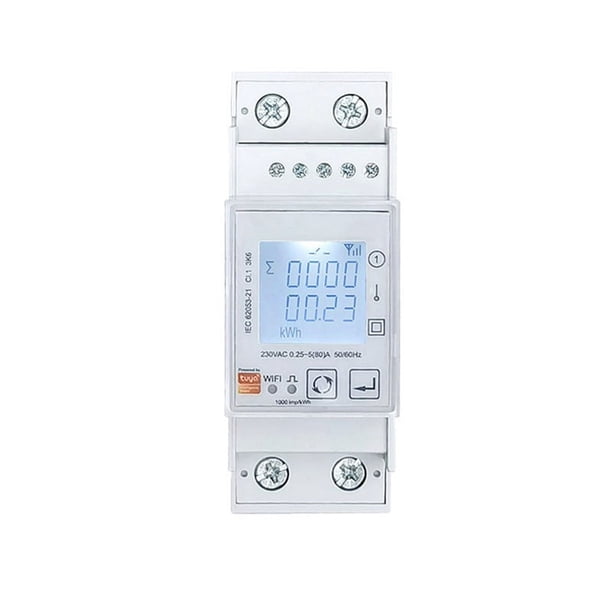 Medidor de energía inteligente Tuya ZigBee, bidireccional, monofásico, 80 A, monitor de potencia de riel DIN, vatímetro, voltímetro, amperímetro