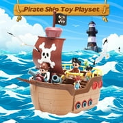 JoyStone Brown Pirate Boat Toys for Kids, Toy Ship for Pirate Playhouse, Creative Building Toys,… — $27.98 (38% off)