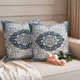 thumbnail image 2 of Vintage Boho Floral Outdoor Waterproof Pillow Covers, Retro Nationcal Flower Blue Decorative Square Throw Pillowcase Sofa Cushion Sham for Patio/Couch/Chair, 20"x20" 2 Pack, 2 of 8
