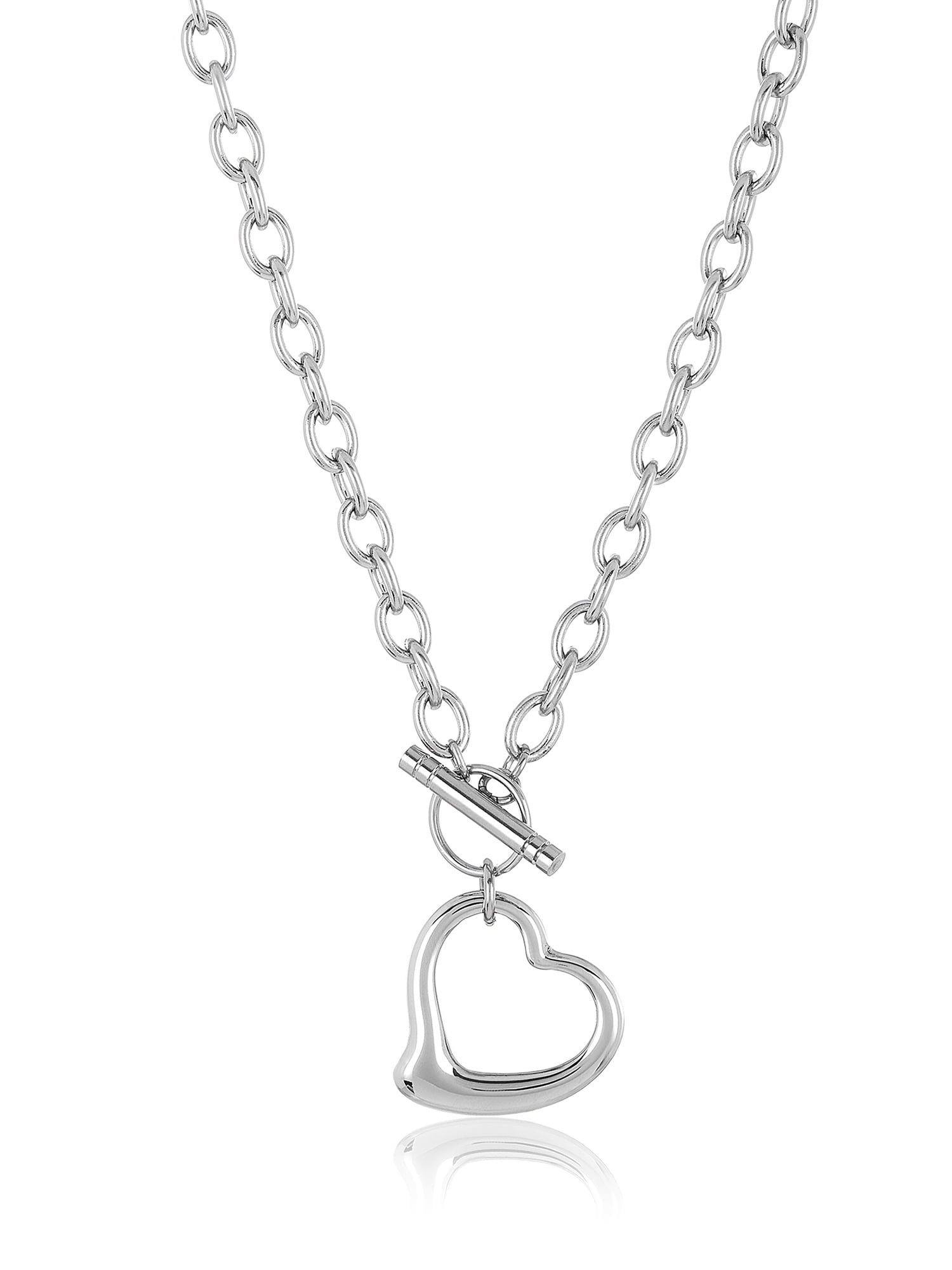 Coastal Jewelry - Stainless Steel Cable Chain Open Heart Toggle ...
