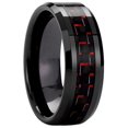 thumbnail image 2 of Bague de Mariage Incrustée de Fibre de Carbone Noir Tungstène Rouge - 8MM(9), 2 of 4