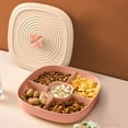 thumbnail image 4 of TOPRenddon Divided Serving Tray with Lid and Handle, Portable Snack Fruit Tray with 4 Compartments, Snackle Box Container Platters Organizer for Candy Fruits Nuts Snacks, 4 of 8