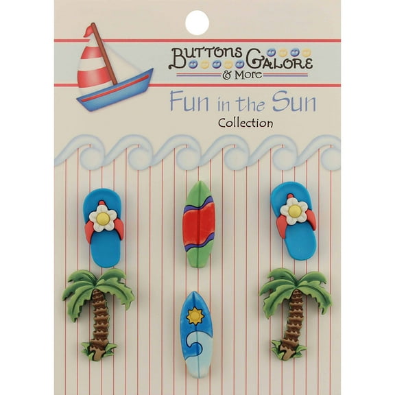 Fun In The Sun Buttons-Paradise Found, Pk 6, Buttons Galore