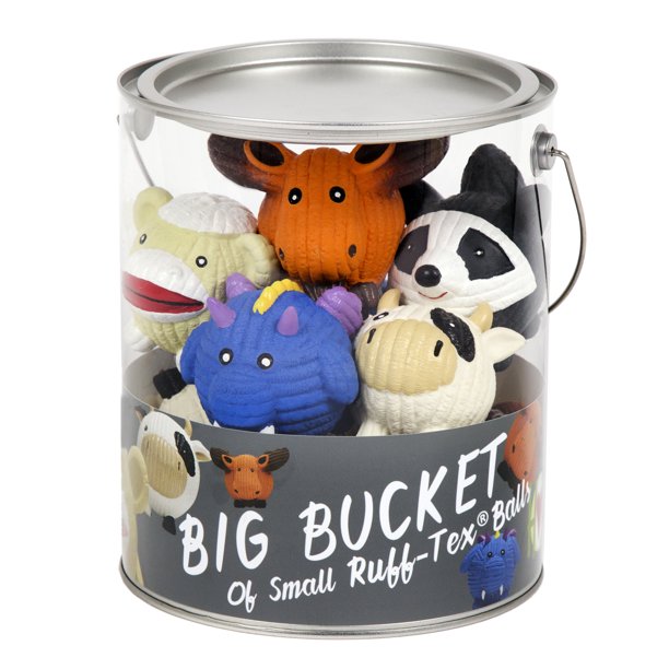 HuggleHounds RuffTex Dog Toys 10Piece Bucket of Small Latex Toys