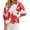 Red, variant on Floral Print Women Casual Loose Peplum V-neck Flowy Blouse Tops