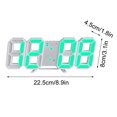 thumbnail image 3 of Arestory 3D LED Digital Wall Clock ,8.9", Large Display Table/ Desk Clock 12/24H Temperature (Green Light), 3 of 8