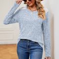 thumbnail image 4 of Scyoekwg Womens Tunic Tops Crew Neck Stripe Brushed Tunic Sweatshirts Loose Long Sleeve T Shirts Dressy Casual Blouses Fall Trendy Solid Color Lightweight Pullover (Light Blue,L), 4 of 7