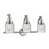 515-3W-PC-G54-Innovations Lighting-Bell - 3 Light Bath Vanity In Industrial Style-12 Inches Tall and 28 Inches Wide-Polished Chrome Finish-Seedy Glass