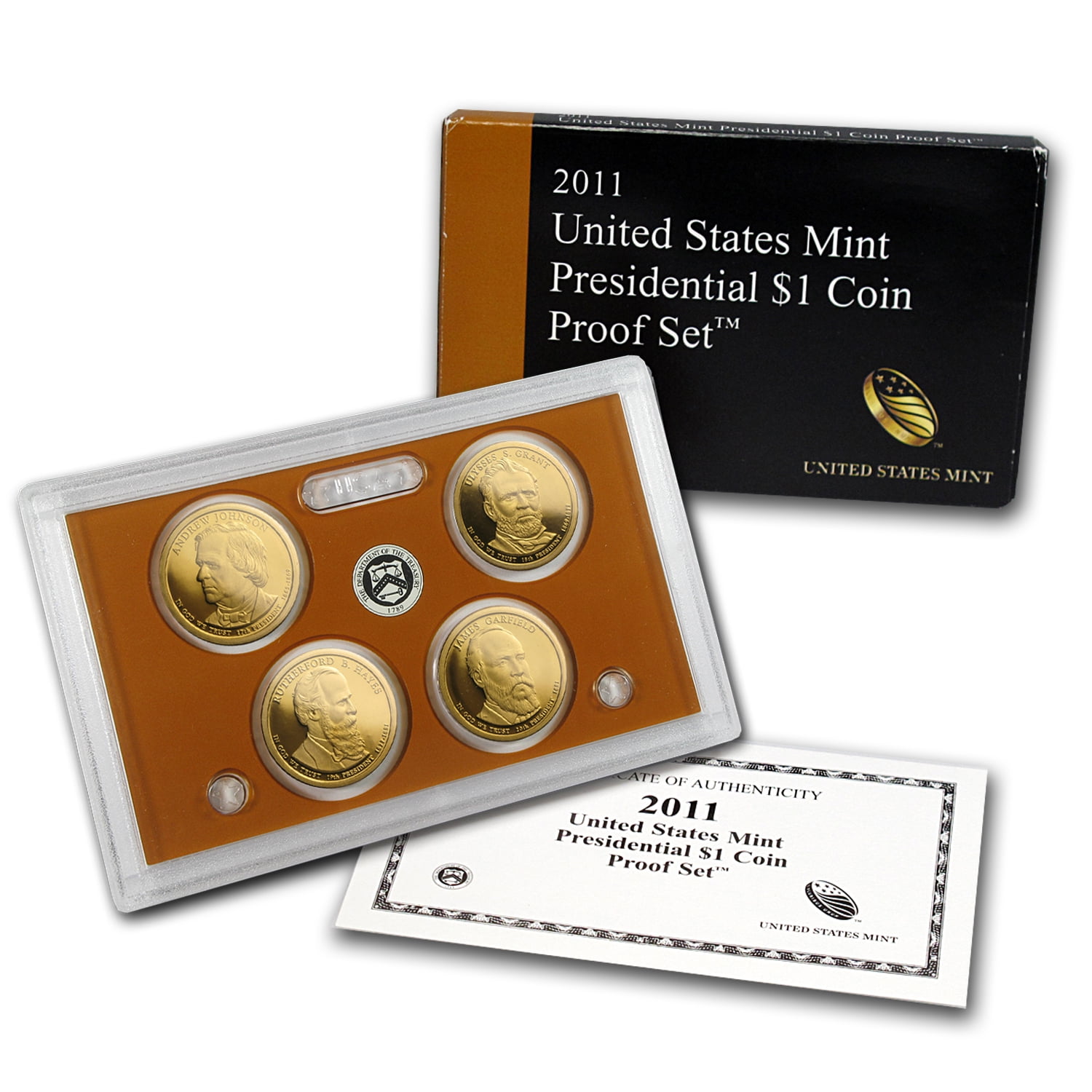 2011 S Presidential Dollar Coin Proof Set US Mint w/ Box & COA 