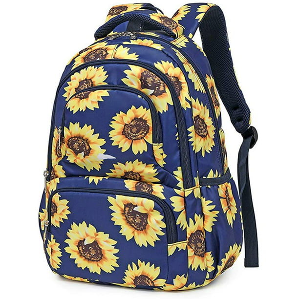 Blue Backpack with Sunflower Design