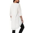 thumbnail image 3 of INSPIRE CHIC Women's Round Neck 3/4 Ruffle Split Sleeve High Low Asymmetrical Chiffon Tunic Blouse White S, 3 of 5