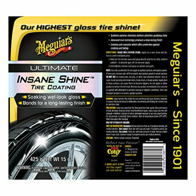 (2-Pack) Meguiar's Ultimate INSANE SHINE Tire Coating ~HIGHEST GLOSS Finish  15oz 