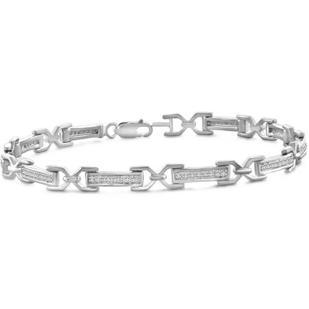 JewelersClub 1/4 Carat T.W. White Diamond Sterling Silver Bar Link Bracelet, 7.5