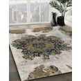 thumbnail image 3 of Ahgly Company Machine Washable Indoor Round Abstract Tan Brown Area Rugs, 5' Round, 3 of 7