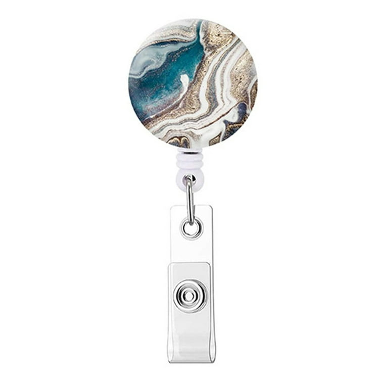 iaksohdu Brooch Pin Gilding Marblizing Butterfly Retractable Lanyard  Rotatable Anti-lost Colorful Nurse Work Card Clip ID Name Badge Holder  Daily Use