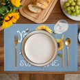 thumbnail image 4 of Sunflowers Placemats Set of 12, Modern Bee You Are My Sunshine Blue Placemats for Dining Table, Place Mats for Kitchen Tabletop, Waterproof Wipeable Dining Table Mats Set, 4 of 9