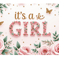 thumbnail image 4 of Pink Floral It's a Girl Banner Butterfly Theme Flower Design for Baby Shower Girls Party Gender Reveal Celebration, 4 of 8