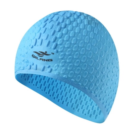Fashion Ear Protect 3D Ergonomic Design Adults Silicone Waterproof Swim Pool Hat Swimming Cap SKY BLUE