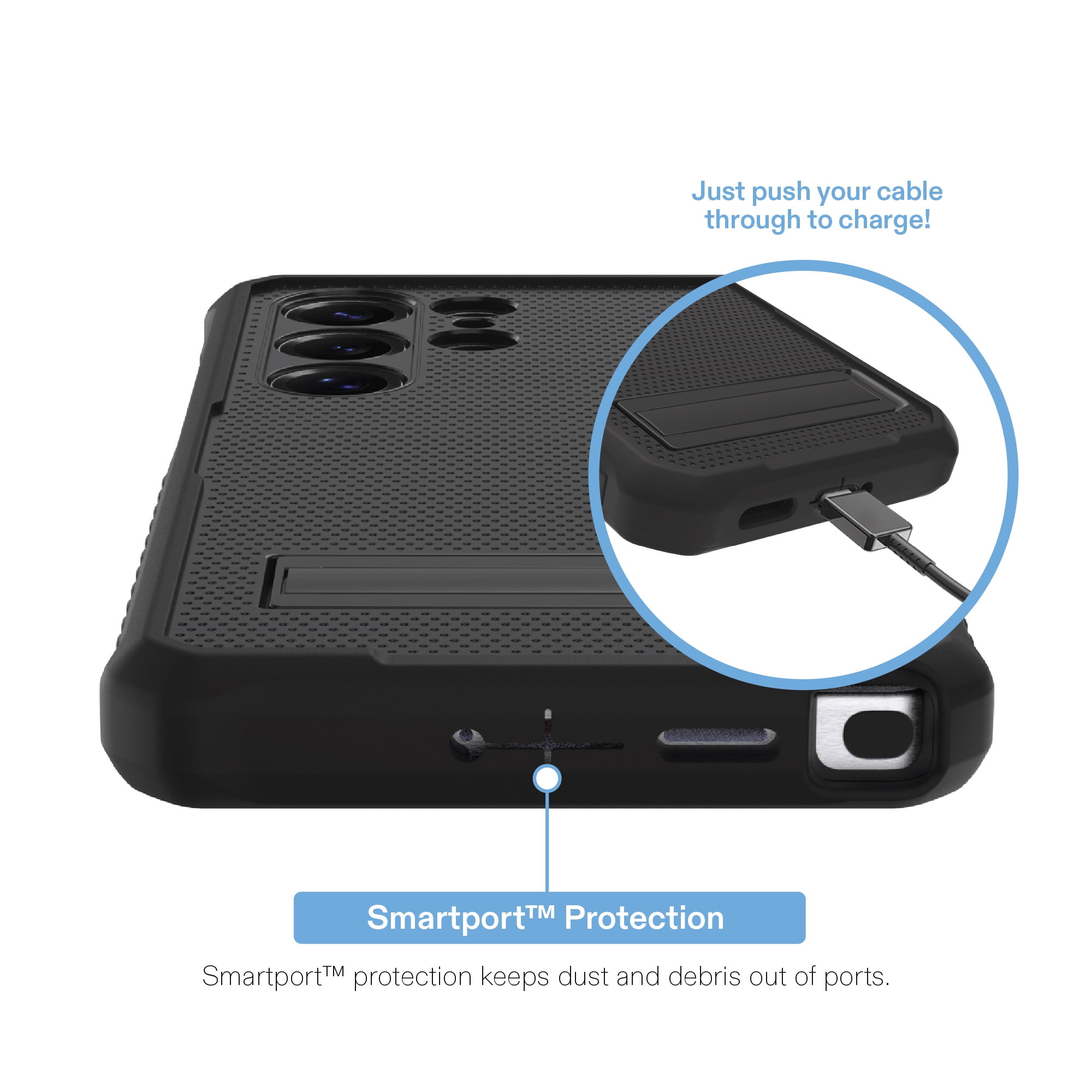 onn Rugged Phone Case with Kickstand for Samsung Galaxy S25 Ultra - Black