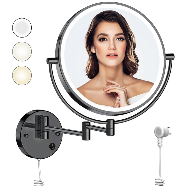Espejo de maquillaje Rocollos 9 montado en la pared con aumento de 1X/10X