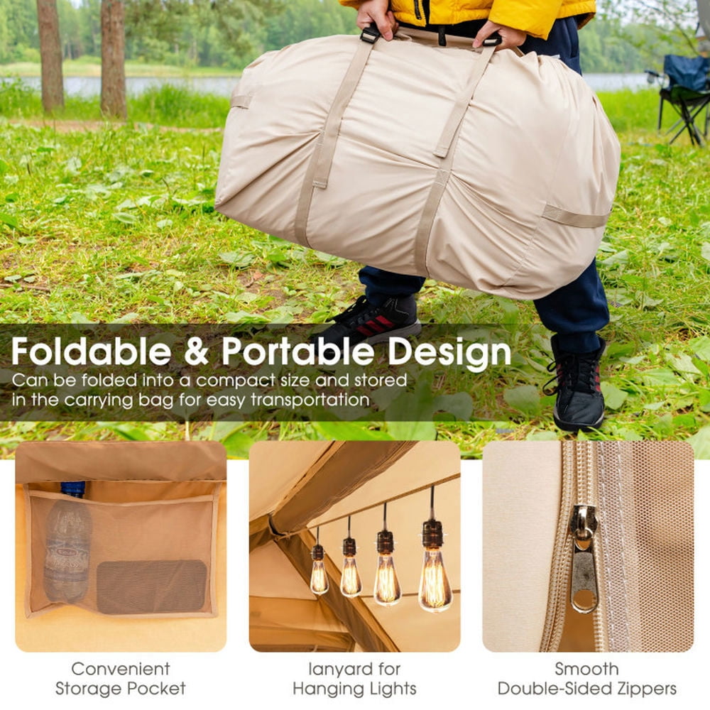 Aimee Lii Inflatable Camping Tent 2/4/6 People Glamping Tent for Family Camping with Pump, Instant Tents for Hiking & Traveling, Waterproof-Beige