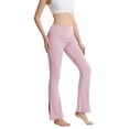 thumbnail image 5 of Women's Casual Yoga Pants V Crossover High Waisted Workout Bootcut Yoga Pantsm, Pink, M, 5 of 7