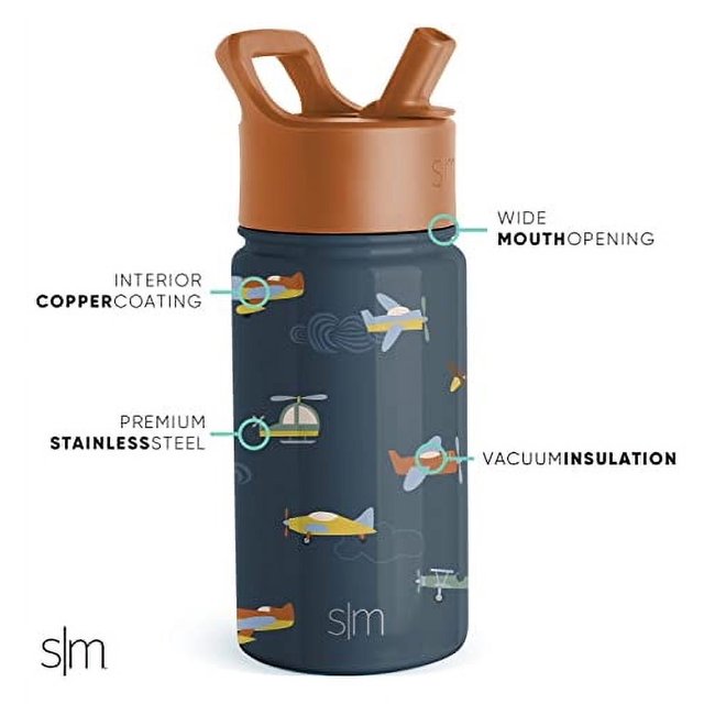 Botella de agua Simple Modern Summit Kids 400 ml con tapa de pajita