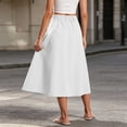 thumbnail image 5 of WQNVRNR Womens Max Skirt- Casual Elastic Waist Pleated Zip Button Summer A-Line Long Skirts White Size L, 5 of 7