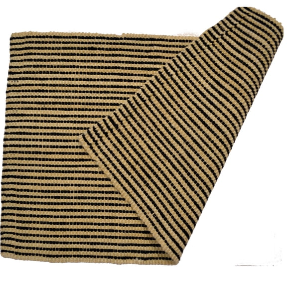 Indoor Jute Beige/ Black Stripe Floor Mat