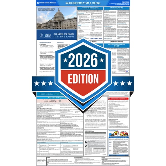 Corporate Labor Law Posters :: 2026 Massachusetts State & Federal Labor Law Posters - All in one [Plain Paper-English]