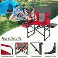 thumbnail image 6 of Barara King Camping Chair, Folding Beach Chair, Folding Camping Directors Chair with Cooler Bag and Side Table-Red, 6 of 6