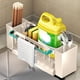 thumbnail image 4 of Organizador de escurridor de esponjas de cocina, cepillo, esponja para fregadero con bandeja de drenaje automático, estante de esponjas, cesto de drenaje multifuncional para el hogar - Beige, 4 of 7