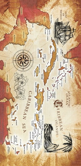 Caribbean Sea Map Color Multi 30 X 60 Inches Towel