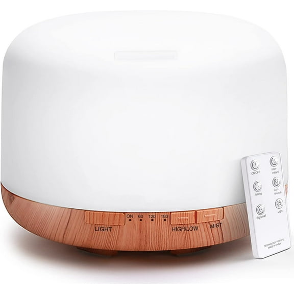 500ml Ultrasonic Essential Oil Diffuser - Aromatherapy Humidifier with Remote Control, Timer, Auto-Off | Large Room Use