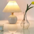 thumbnail image 3 of USB Retro Pleated Bedside Lamp Table Cute Desk Lamp for Bedroom Girl Princess Bed Lamp Deco Ceramic Base LED Light, 3 of 8